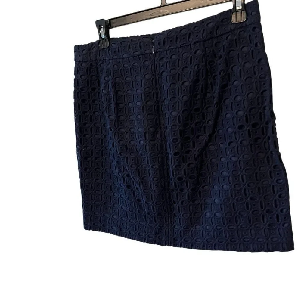 J Crew eyelet blue mini skirt women’s skirt size 4 preppy classy feminine workwe